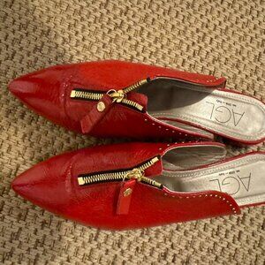 AGL Red Patent Mule with zipper front size 40